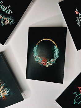 Neon Wreath Christmas Card, 2 of 2
