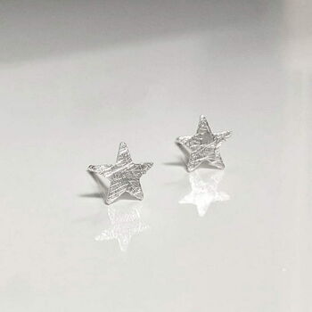 Sterling Silver Brushed Star Stud Earrings, 3 of 6