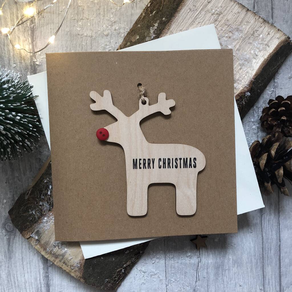 wooden reindeer decoration christmas card by alphabet bespoke creations ...