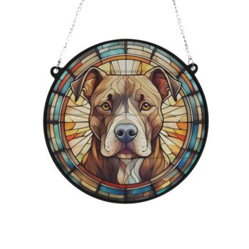 Staffordshire Bull Terrier Brown Stained Glass Effect Suncatcher, 2 of 6