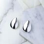 Large Teardrop Petal Sterling Silver Stud Earrings, thumbnail 8 of 9