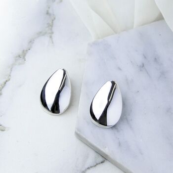 Large Teardrop Petal Sterling Silver Stud Earrings, 8 of 9
