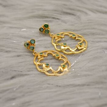 Emerald 925 Silver Earrings, 3 of 10