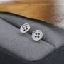 Tiny Button Stud Earrings In Sterling Silver, thumbnail 5 of 12