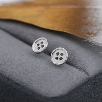 Tiny Button Stud Earrings In Sterling Silver, 5 of 12