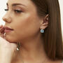 Sterling Silver Enamel Clover Earrings Turquoise, thumbnail 3 of 8