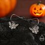 Death's Head Hawkmoth Moth Drop Hook Earrings In Sterling Silver, thumbnail 1 of 12