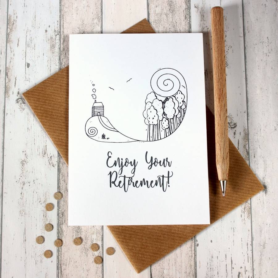 retirement card 'enjoy your retirement' cabin in woods by ...