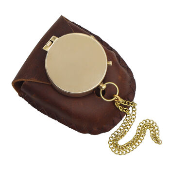 Personalised Brass Compass With Dark Leather Case, 4 of 7