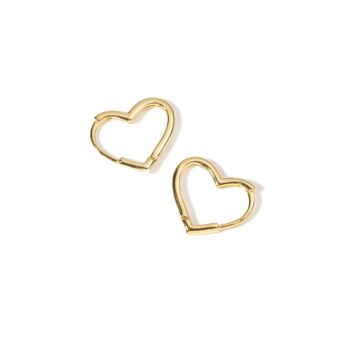 Gold Plated Sterling Silver Heart Hoop Earrings, 2 of 3