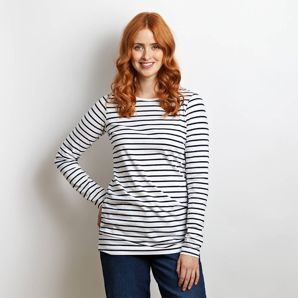 Long Length Cotton Striped Tee, 1 of 7