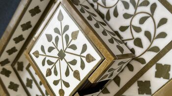 Set Of Six Wood Inlay Coasters With Case Host Gift, 3 of 12