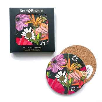 Round Coaster Floral Poppies Black Heat And Stain Proof, 10 of 10