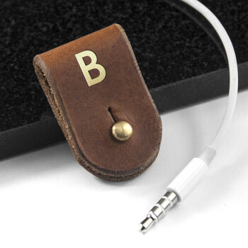 Monogrammed Leather Earphones Clip, 6 of 12