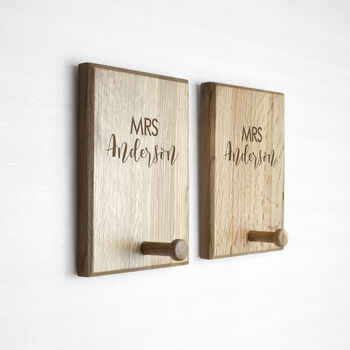 Personalised Couple's Wooden Peg Hook, 10 of 12