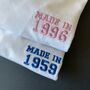 Personalised Made In Year Unisex T Shirt Embroidered, thumbnail 3 of 6