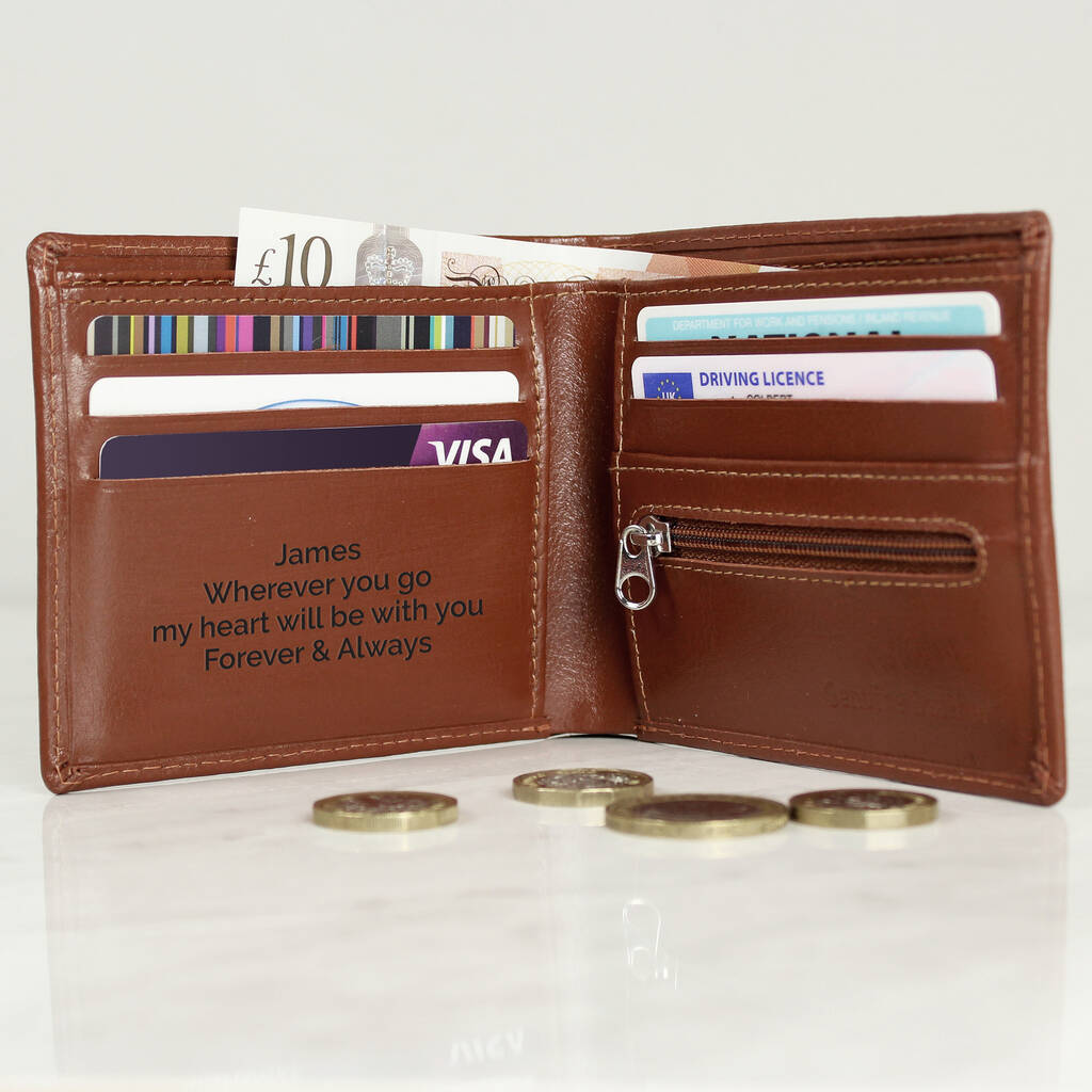 Personalised Tan Leather Wallet, 1 of 6
