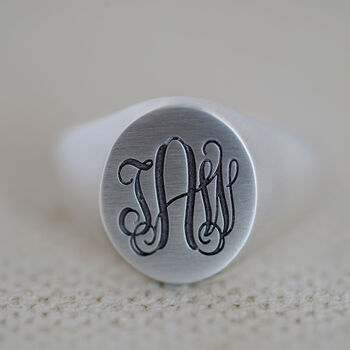 Personalised Sterling Silver Initials Signet Ring, 4 of 5