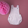 Pink And White Stripe Girl's Summer Bubble Romper, thumbnail 3 of 7