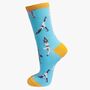 Womens Yoga Pose Bamboo Socks Blue, thumbnail 1 of 2