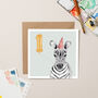 Zebra 1st Birthday Card, thumbnail 1 of 4