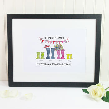 Personalised Anniversary Welly Boot Family Print, 4 of 8
