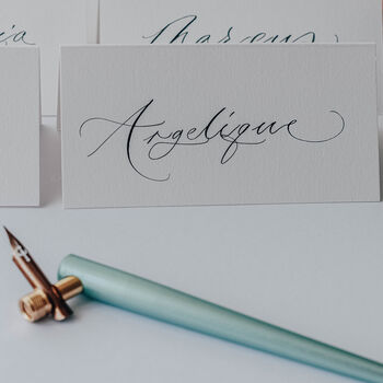 White Wedding Place Cards Written By Hand, 2 of 5