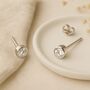 Sterling Silver April Cubic Zirconia Birthstone Stud Earrings, thumbnail 1 of 4