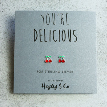 Cherry Sterling Silver Earrings, 3 of 5