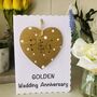 Personalised Golden 50th Wedding Anniversary Heart Card, thumbnail 4 of 4