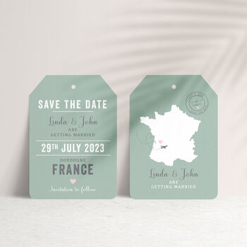 Location Wedding Abroad Save The Date Luggage Tag, 8 of 10