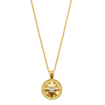 Gold Plated Star Coin Pendant Necklace With Cz Crystal, 2 of 2