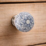 Set Of Two Ceramic Grey And Blue Flowered Drawer Pulls, thumbnail 1 of 2