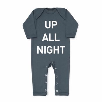 Baby Sleepsuit, Up All Night, Cotton Baby Grow, Gift, 2 of 5