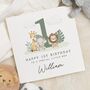 Personalised Zoo Animal 1st Birthday Card For Son, thumbnail 1 of 7