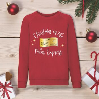 Personalised Polar Express Christmas Jumper, 2 of 3