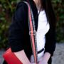 Red Dogtooth Stripe Bag Strap | Extra Long Crossbody Replacement Bag Strap, thumbnail 1 of 4