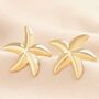 Stainless Steel Large Starfish Stud Earrings In Gold, thumbnail 1 of 4
