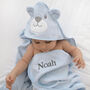 Personalised Blue Bear Hooded Baby Towel, thumbnail 1 of 6