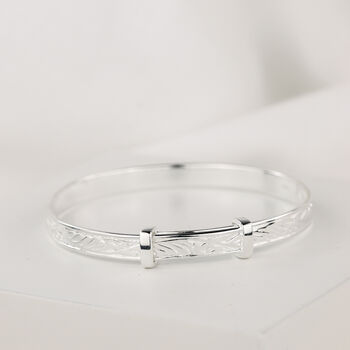 Sterling Silver 925 Christening Baby Bangle, 2 of 3