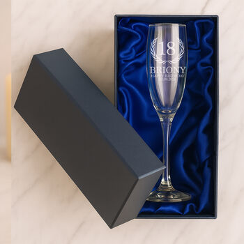 Personalised Birthday Crest Champagne Flute Glass, 6 of 7