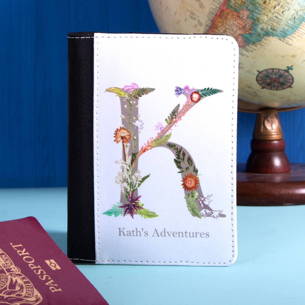 Personalised Passport Holder With Botanical Lettering, 1 of 5