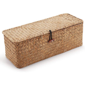 Handwoven Seagrass Storage Basket With Lid And Sections, 2 of 3