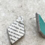Fair Trade Eco Recycled Paper Diamond Stud Earrings, thumbnail 5 of 12