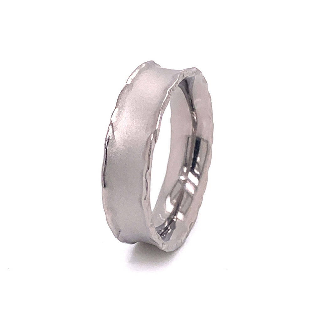 Personalised Titanium Ring With Hammered Edge Detail, 1 of 4