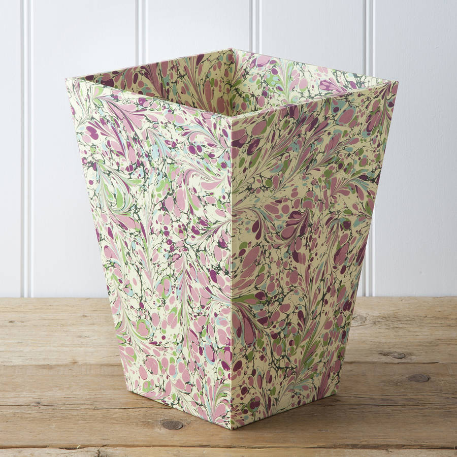 Marbled Wastepaper Bin And Liner By Harris & Jones