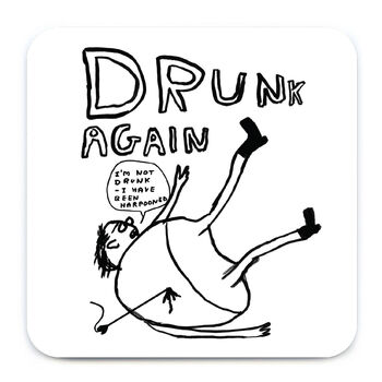 Drunk Again Coaster – David Shrigley Funny Art Design, 3 of 5