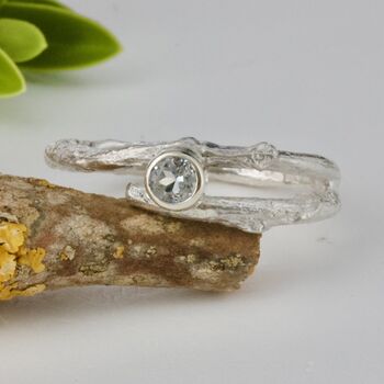 Sapphire Gold Twig Ring, Alternative Engagement Ring, 3 of 8