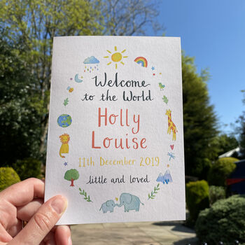 Personalised Welcome To The World Baby Card, 5 of 7
