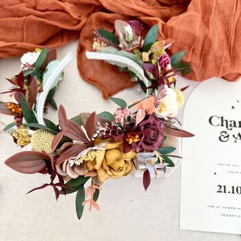 Autumnal Flower Crown Bridal Headband, 10 of 10